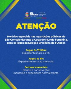 Portaria estabelece orientações do expediente nos dias de jogos da Seleção  Brasileira de Futebol na Copa do Mundo Feminina da FIFA 2023.